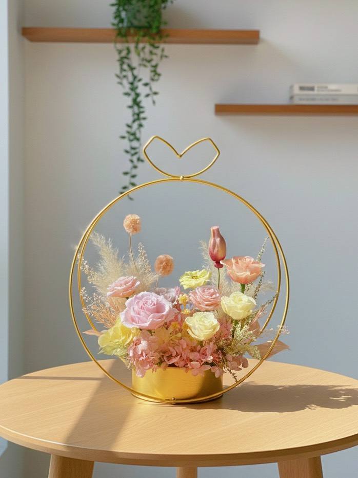 粉色圓舞曲永生桌花/開幕花禮/升遷花禮/祝賀花禮