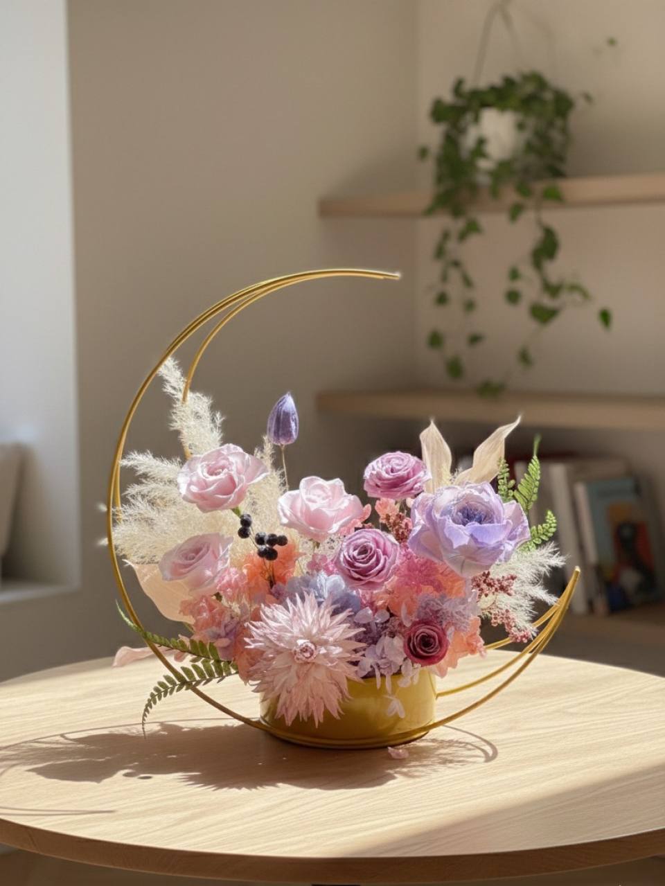 粉紫色系列永生桌花/開幕花禮/升遷花禮/祝賀花禮-實拍圖片