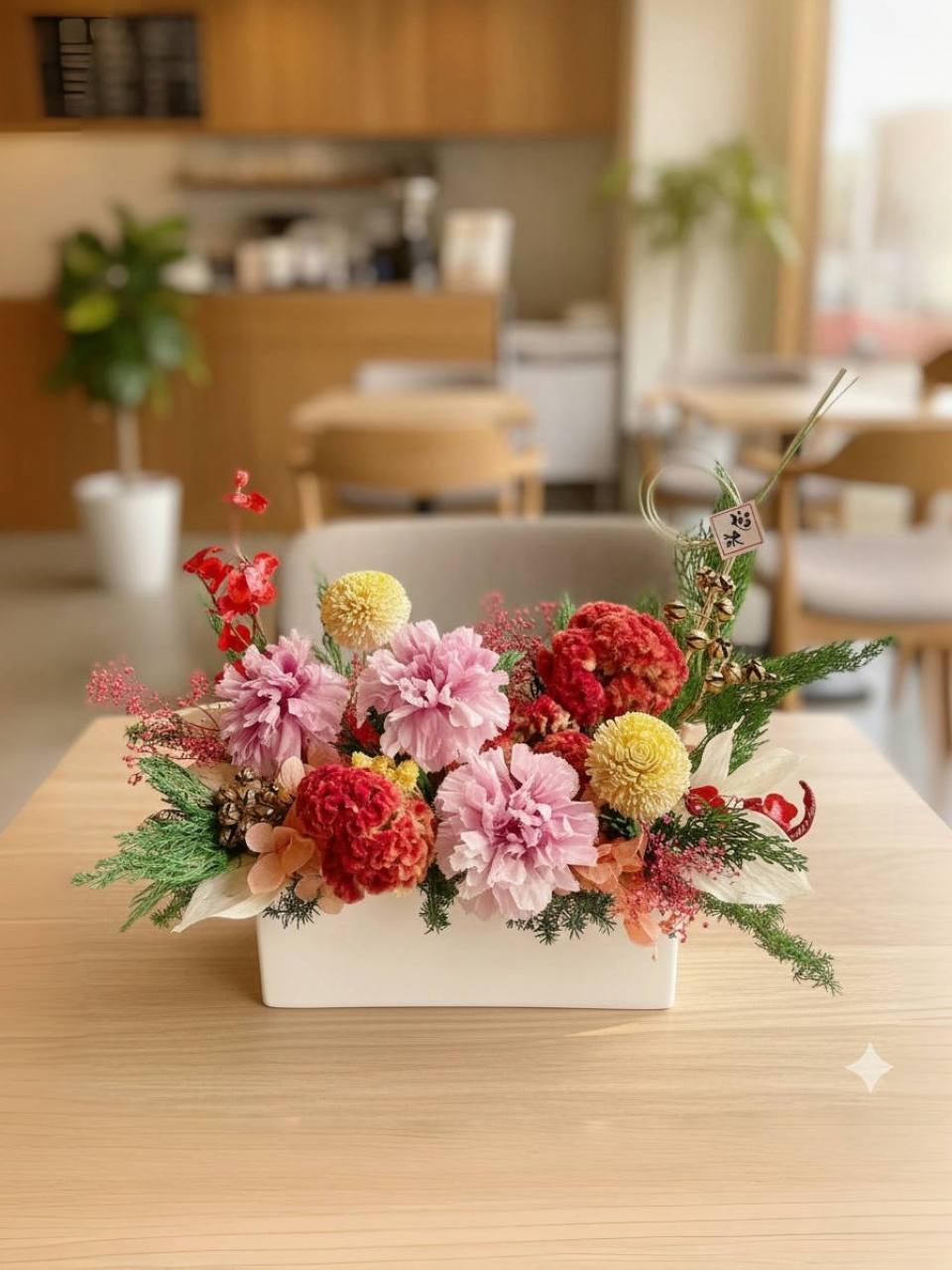 迎春永生桌花/開幕花禮/升遷花禮/祝賀花禮-實拍圖片