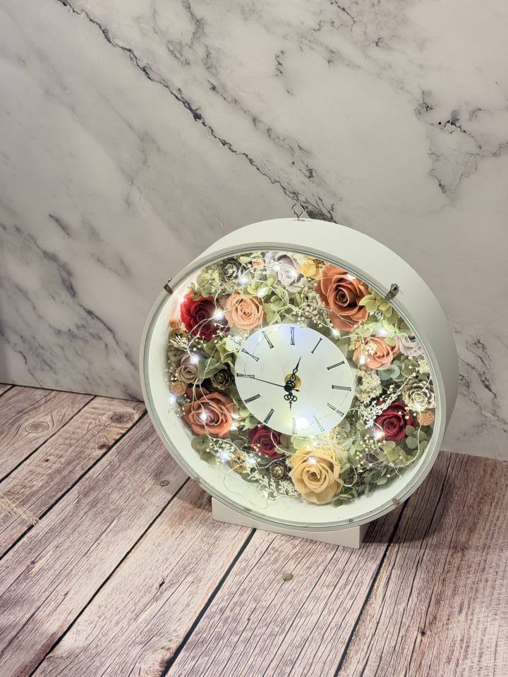 浪漫永恆永生玫瑰花花鐘禮盒 帶燈