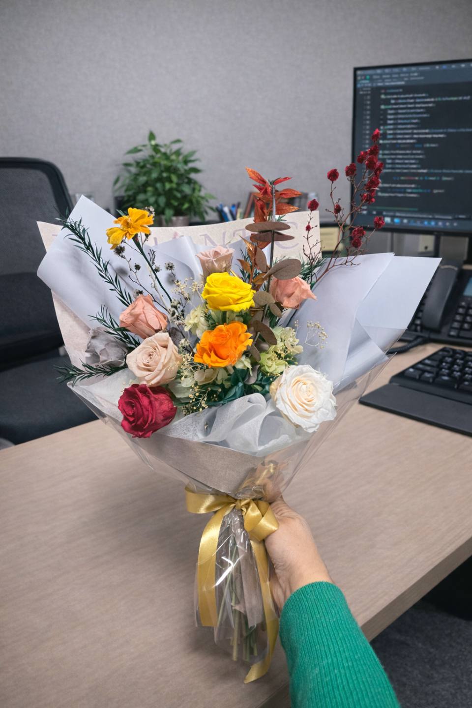 多彩玫瑰繽紛花束-實拍圖片