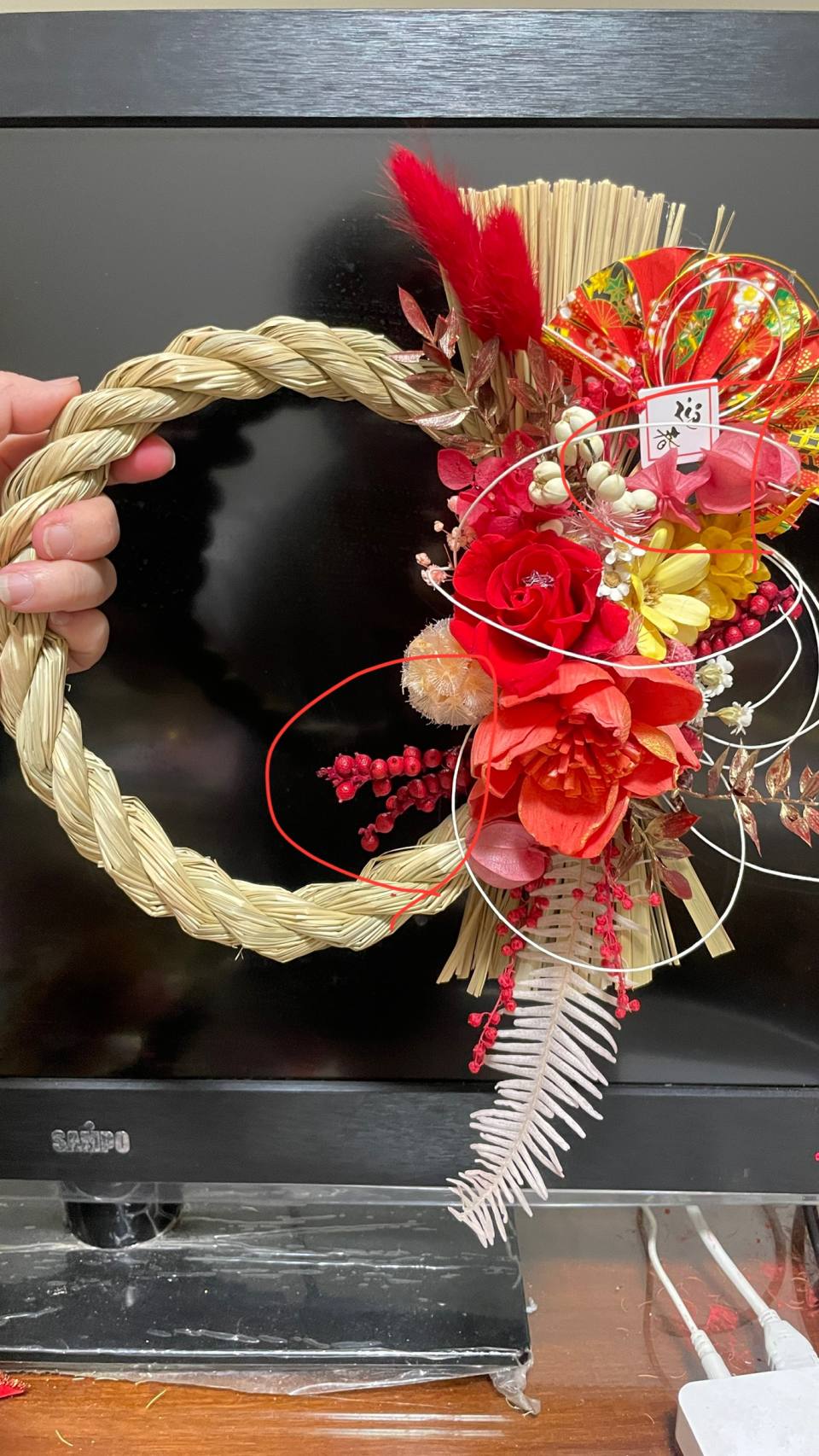 日式新春招福花圈