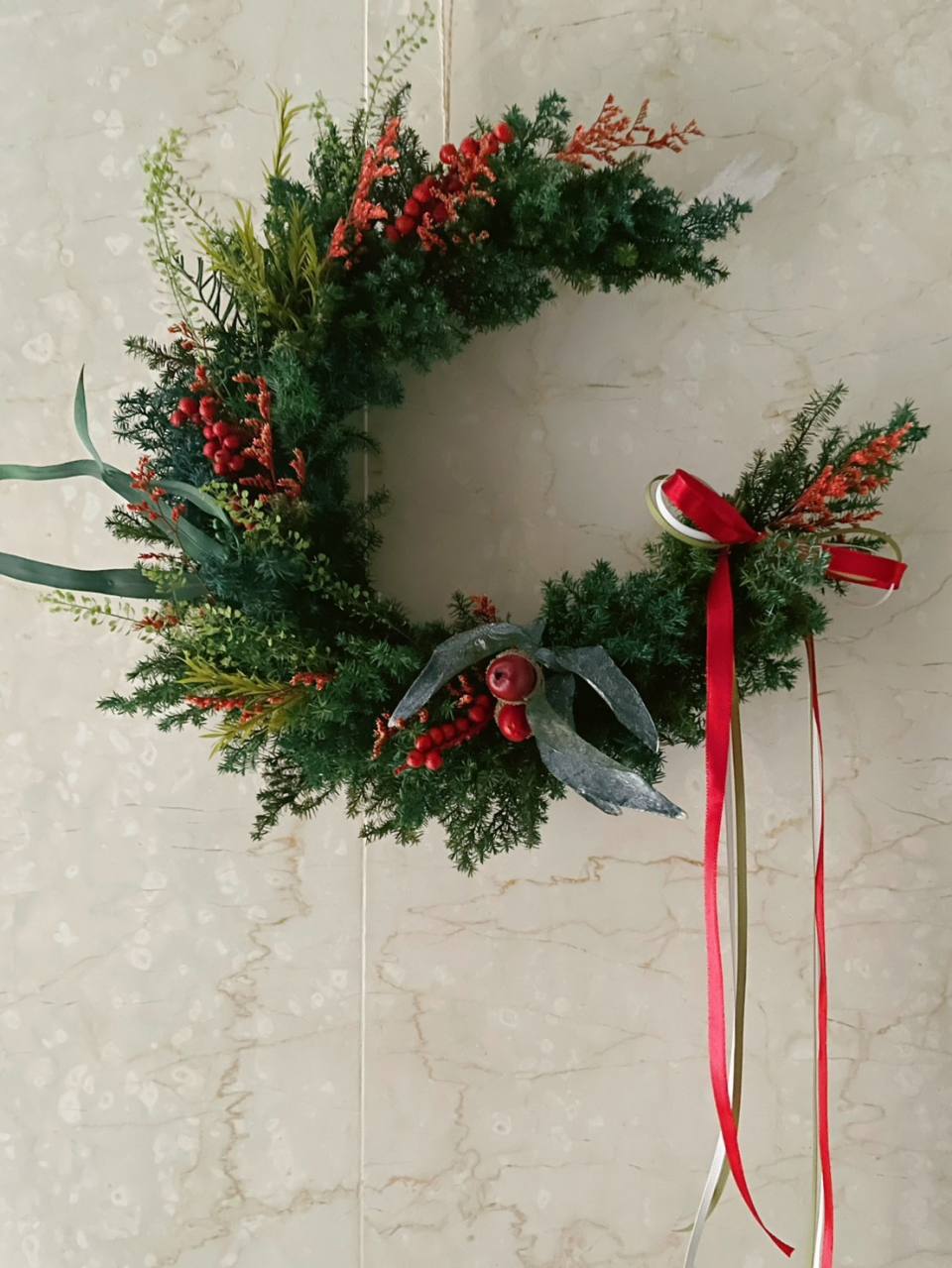 【永生聖誕圈】2025微紅植草系月牙型聖誕圈