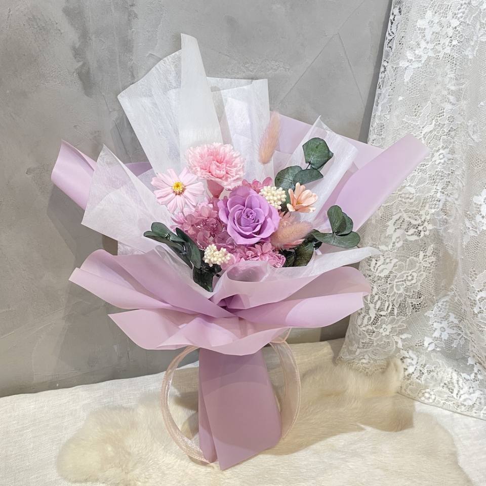 永恆的溫柔·康乃馨花束-粉紫