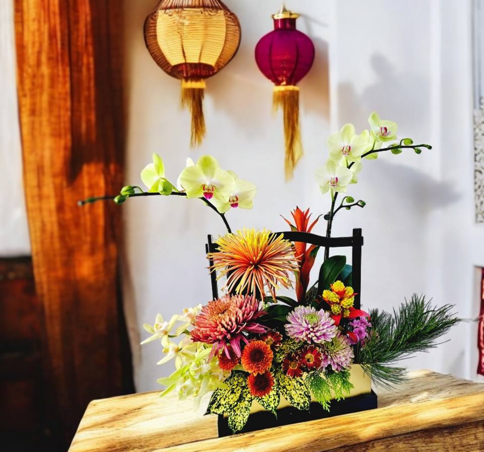 精品蘭花組盆年節花提籃