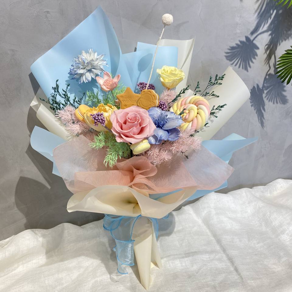 馬卡龍花束-可加畢業帽