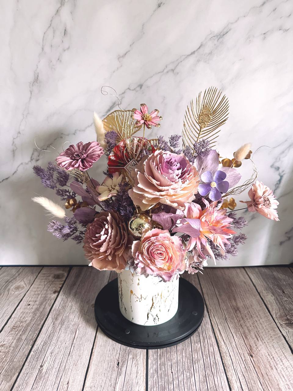 粉紫色新年手染索拉花迎春福氣花禮