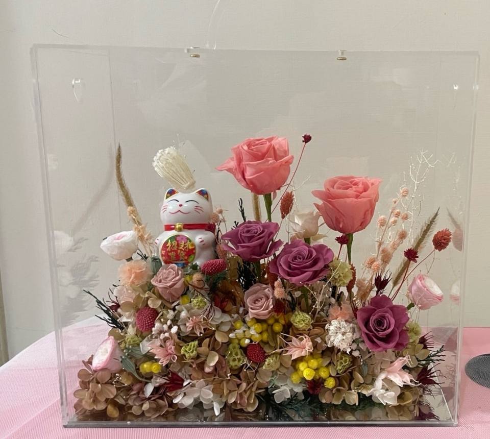 招財永生花禮盒-實拍圖片