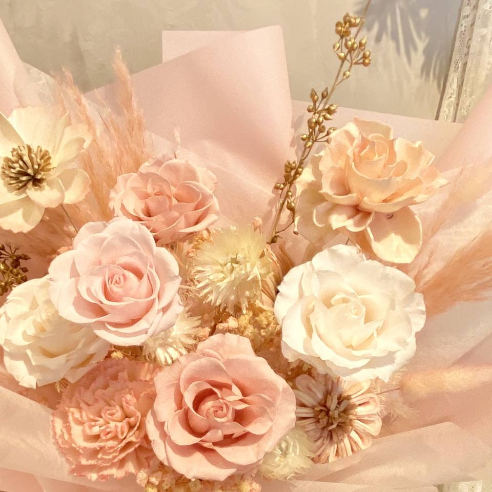 永生花花束 粉色 可客製色系-實拍圖片